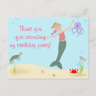 Miss Mermaid Party Vielen Dank Postkarte