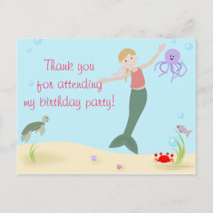 Miss Mermaid Party Vielen Dank Postkarte