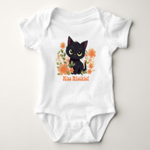 Miss Mischief Black Kitty mit Blume Baby Strampler