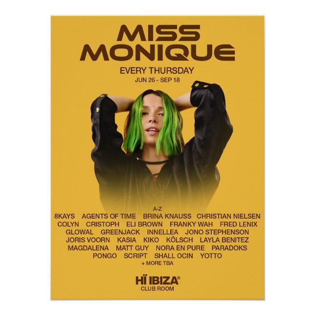 Miss Monique - Hï Ibiza - Club Poster (Vorderseite)