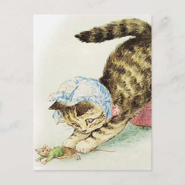 "Miss Moppet chases a Mouse" von Beatrix Potter Postkarte (Vorderseite)