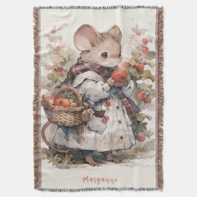 Miss Mousey Beatrix Potter Style Throw Blanket Decke (Vorderseite Vertikal)