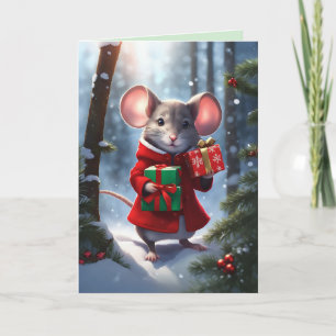 Miss Mousie trägt Geschenke Feiertagskarte