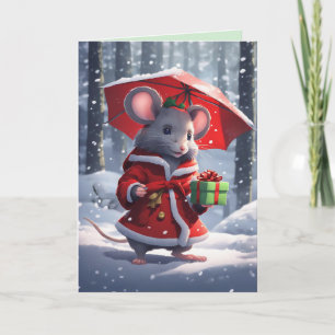 Miss Mousie Unter dem Schirm Feiertagskarte