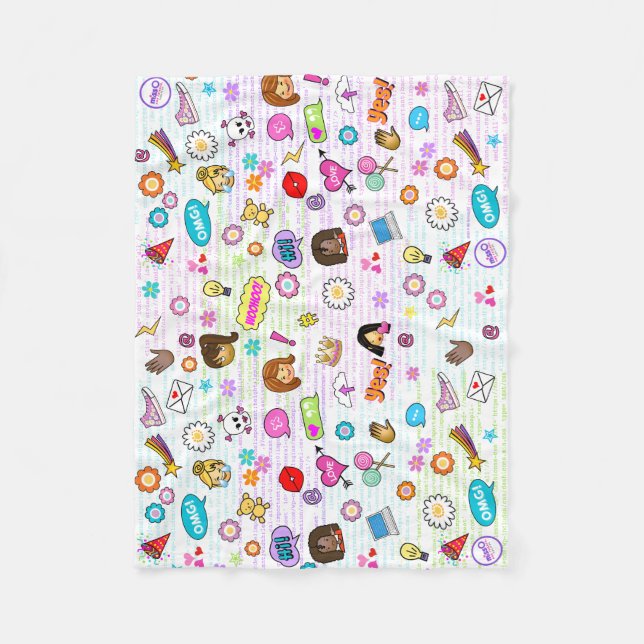 Miss Ojis Fleece-Decke in Weiß Fleecedecke (Vorderseite)