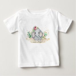 Miss Onederful Baby Elephant Illustration Baby T-shirt