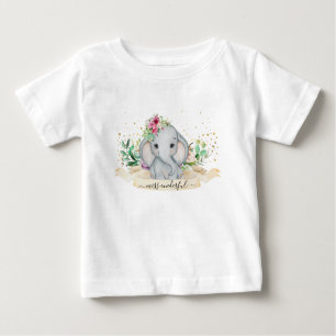 Miss Onederful Baby Elephant Illustration Baby T-shirt