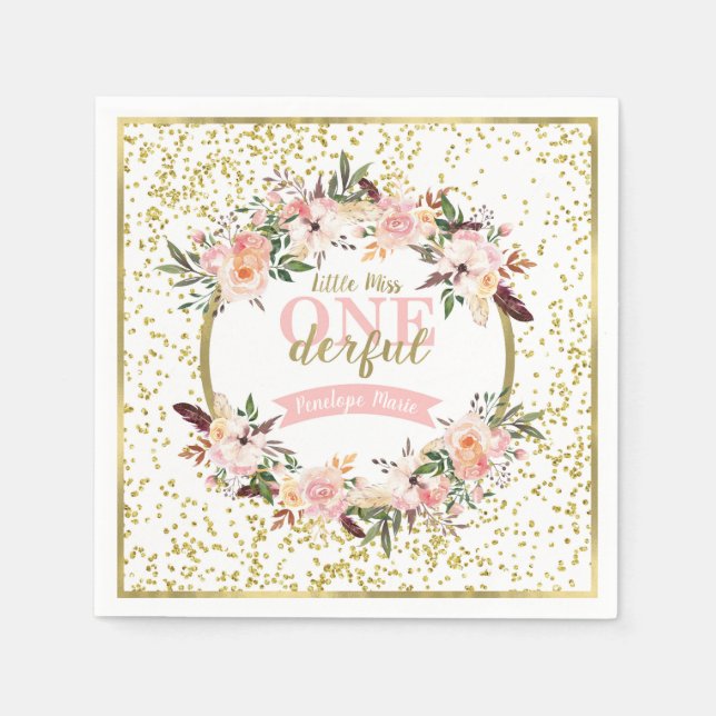 Miss ONEderful Birthday Napkin Serviette (Vorderseite)