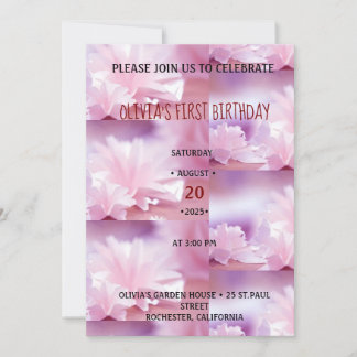 Miss ONEderful Pink Floral 1. Geburtstag Einladung