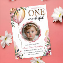 Miss Onederful Rosa Ballon 1. Geburtstagsfoto