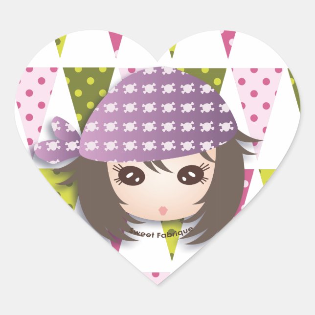 "Miss Pirat"-Etikett - Kiwi Doll-Sammlung Herz-Aufkleber (Vorderseite)