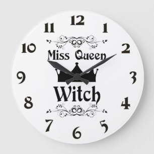 Miss Queen Witch Clock Große Wanduhr