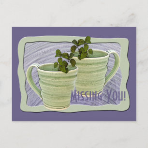 Miss Sie Grüne Tasse Minze Sprigs Foto Custom Postkarte