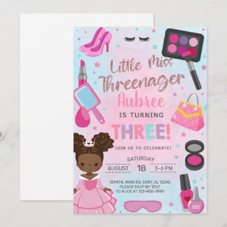 Miss Threenager girl 3rd third birthday invitation Einladung
