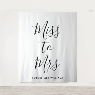 Miss to Mrs Banner Moderne Brautparty-Requisite Wandteppich