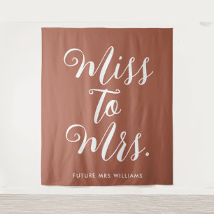 Miss to Mrs Banner Moderne Hochzeitsdusche Kulisse Wandteppich