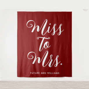 Miss to Mrs Banner Moderne Hochzeitsshower-Deko Wandteppich