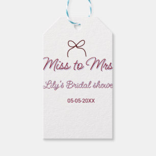 Miss to Mrs Brautparty Namen Datum Jahr Bogen Geschenkanhänger