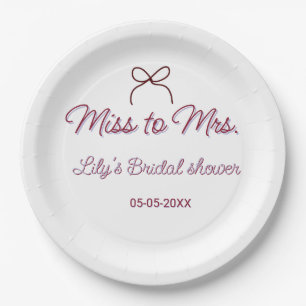 Miss to Mrs Brautparty Namen Datum Jahr Bogen Pappteller