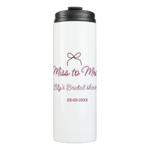 Miss to Mrs Brautparty Namen Datum Jahr Bogen Thermosbecher