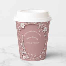 Miss to Mrs Brautparty Paris Eiffelturm Rosa Pappbecher