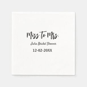 Miss to Mrs Brautparty stilvoll einfach Namen hinz Serviette