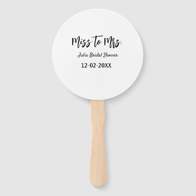 Miss to Mrs bridal shower stylish simple add name  Fächer (Vorderseite)