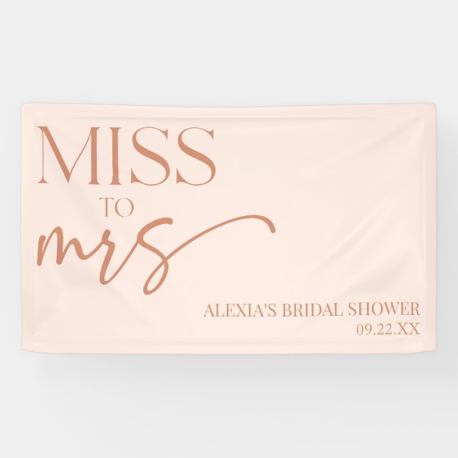 Miss To Mrs Brown Tan Boho Bohemian Bridal Shower Banner (Horizontal)