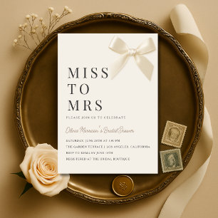 Miss to Mrs Coquette Bow Brautparty-Einladung Einladung