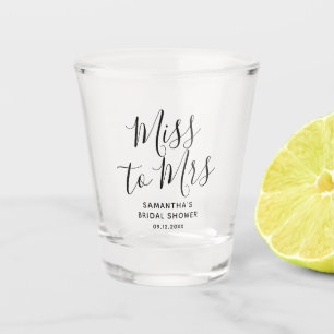 Miss to Mrs Einfache Elegante Chic Brautparty   Schnapsglas