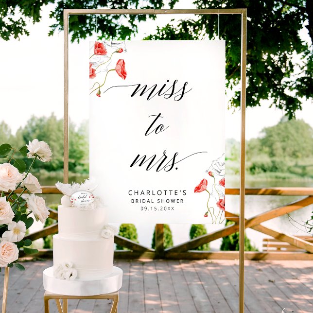 Miss To Mrs Elegant Flowers Bridal Shower Sign Poster (Von Creator hochgeladen)