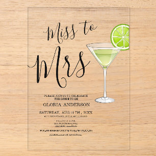 Miss to Mrs Junggesellinnen-Abschiedsparty Acryleinladungen