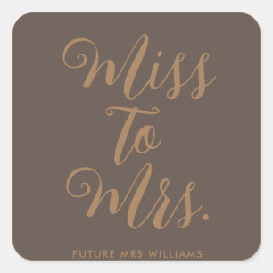 Miss to Mrs Moderne einfache Bachelorette Quadratischer Aufkleber