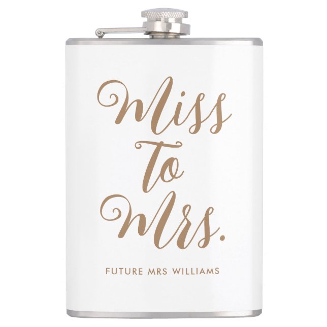 Miss to Mrs Moderne Hochzeitdusche  Flachmann (Vorderseite)