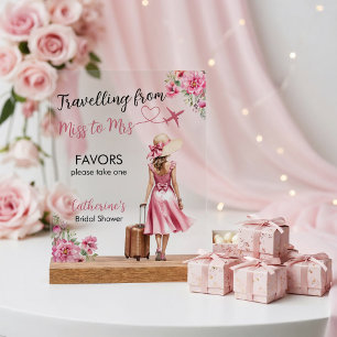 Miss To Mrs Reise Rosa Bogen Kleid Brautparty Acrylschild