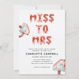 Miss To Mrs. Rose Gold Brautparty Einladung