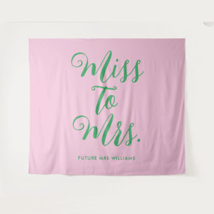 Miss to Mrs Spaß Fettschrift Rosa und grün Jungges Wandteppich