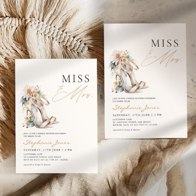 Miss To Mrs Wedding Heelses Brautparty Einladung (Von Creator hochgeladen)