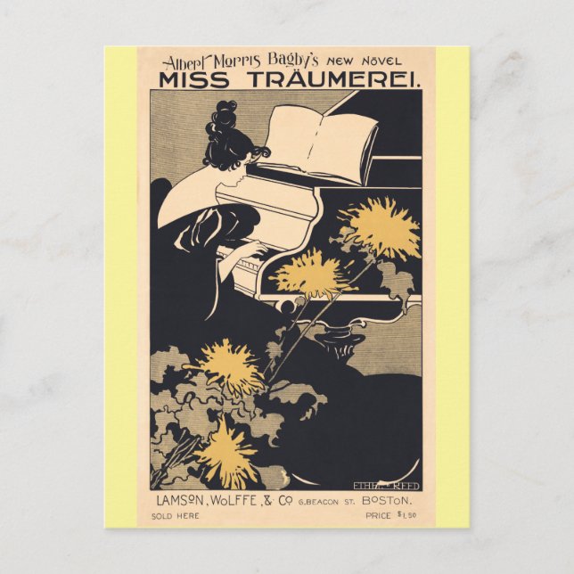 Miss Träumerei Piano, Ethel Reed Postkarte (Vorderseite)