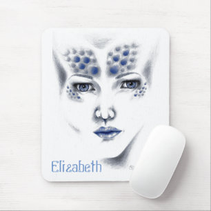 Miss Universe Schöne Blau Graue Außerirdische Dame Mousepad