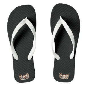 Miss USA Adult Gold Crown White Flip Flops