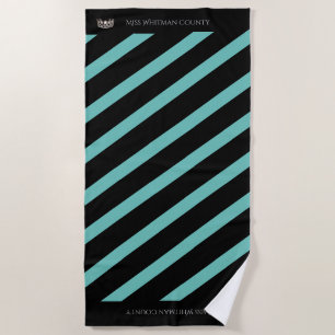 Miss USA Aqua Stripe SLVR Crown Beach Handtuch