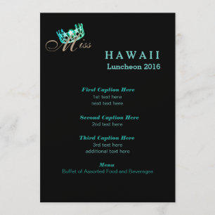 Miss USA Black Shimmer Luncheon Programmkarte Menükarte