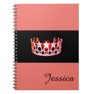 Miss USA Coral Crown Notebook - Individuelle Name Notizblock
