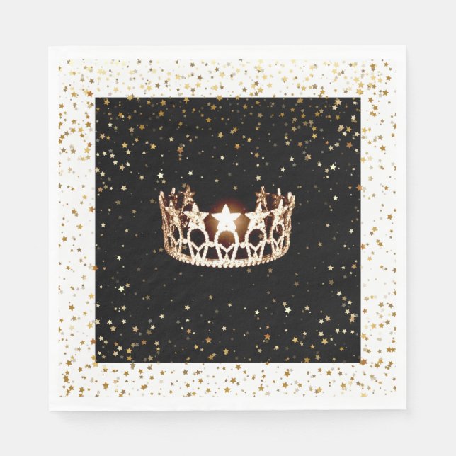 Miss USA Gold Crown Gold Stars Paper Napkin Serviette (Vorderseite)