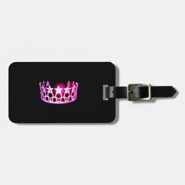 Miss USA Raspberry Pink Crown Gepäckmarke Gepäckanhänger (Vorderseite horizontal)