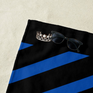 Miss USA Royal Blue Strip Crown Beach Handtuch