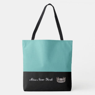 Miss USA Silver Crown Tote Bag Large Aqua