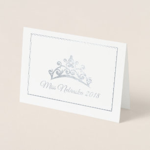 Miss USA Stil Pageant Silver Foil Tiara Note Card Folienkarte