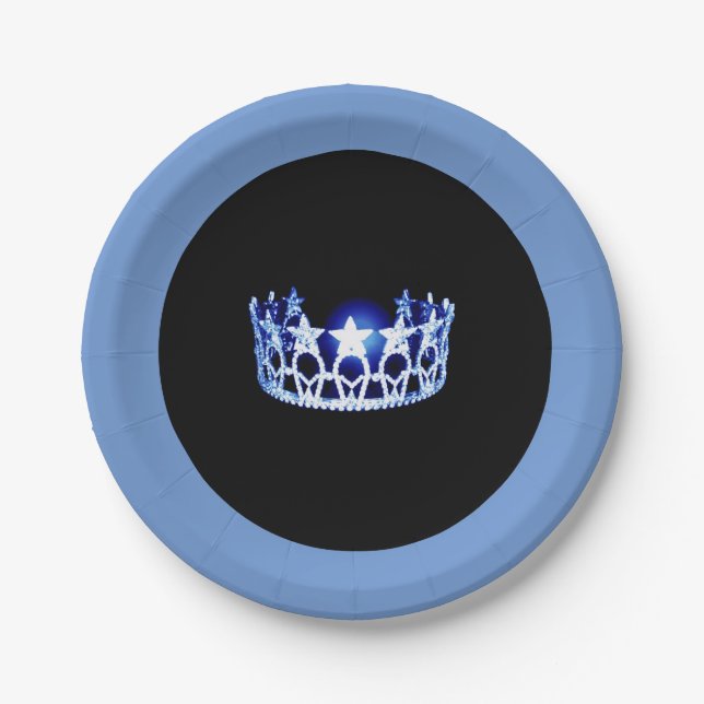 Miss USA style Blue Crown 7" Paper Teller (Vorderseite)